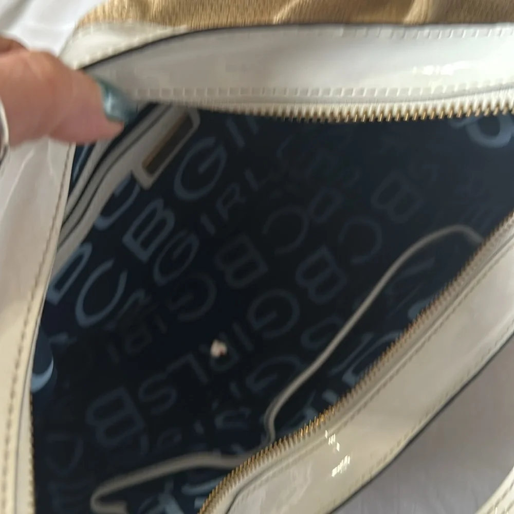 BCBG girls Hobo Bag Tan with Patent Leather Strap